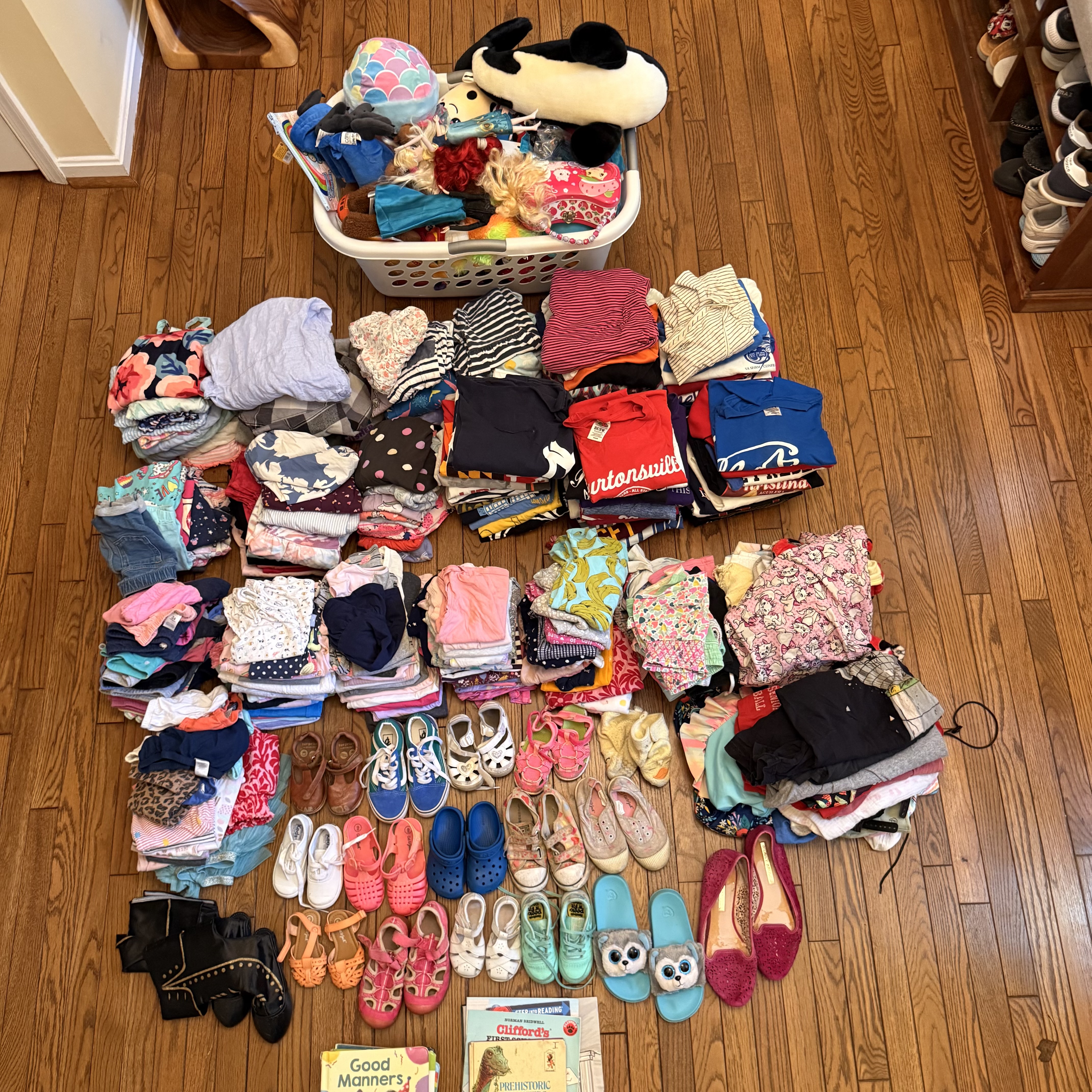 Clothing and supply drive volunteers sorting donations