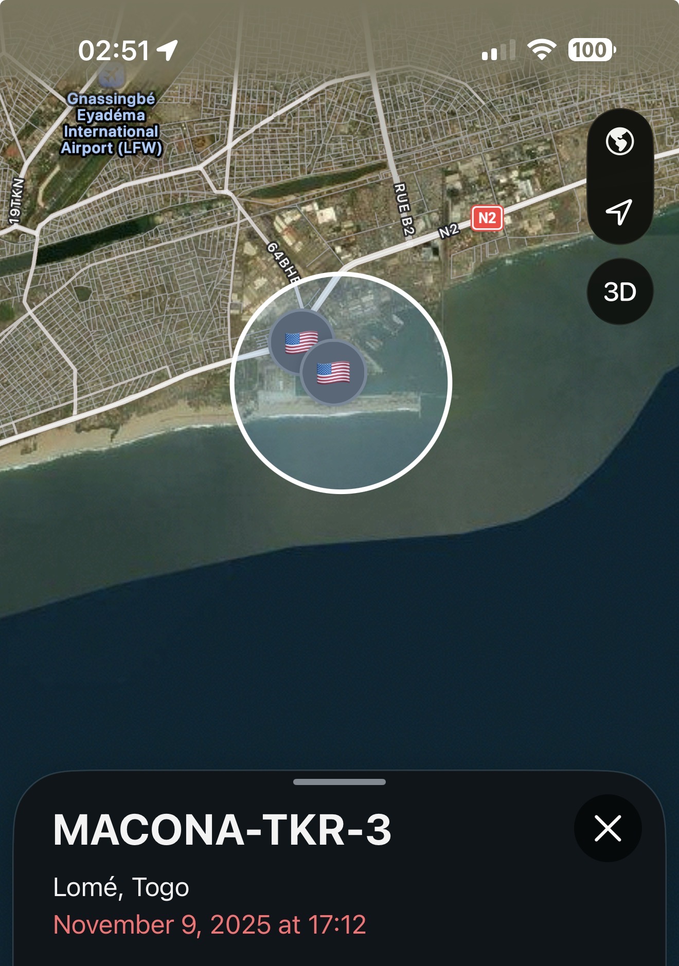 2 trackers active at Lome port, Togo