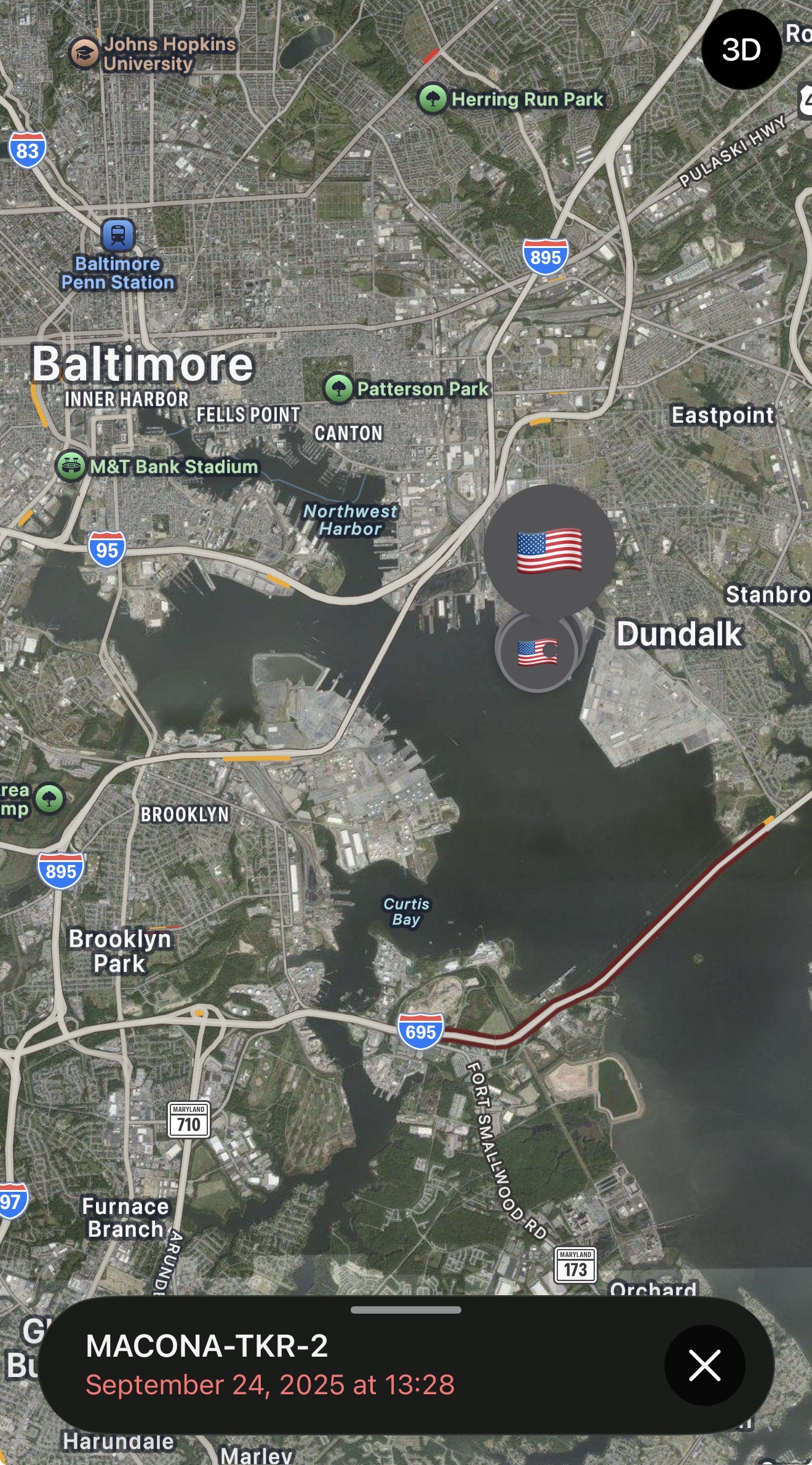 Two trackers reported from Port of Baltimore