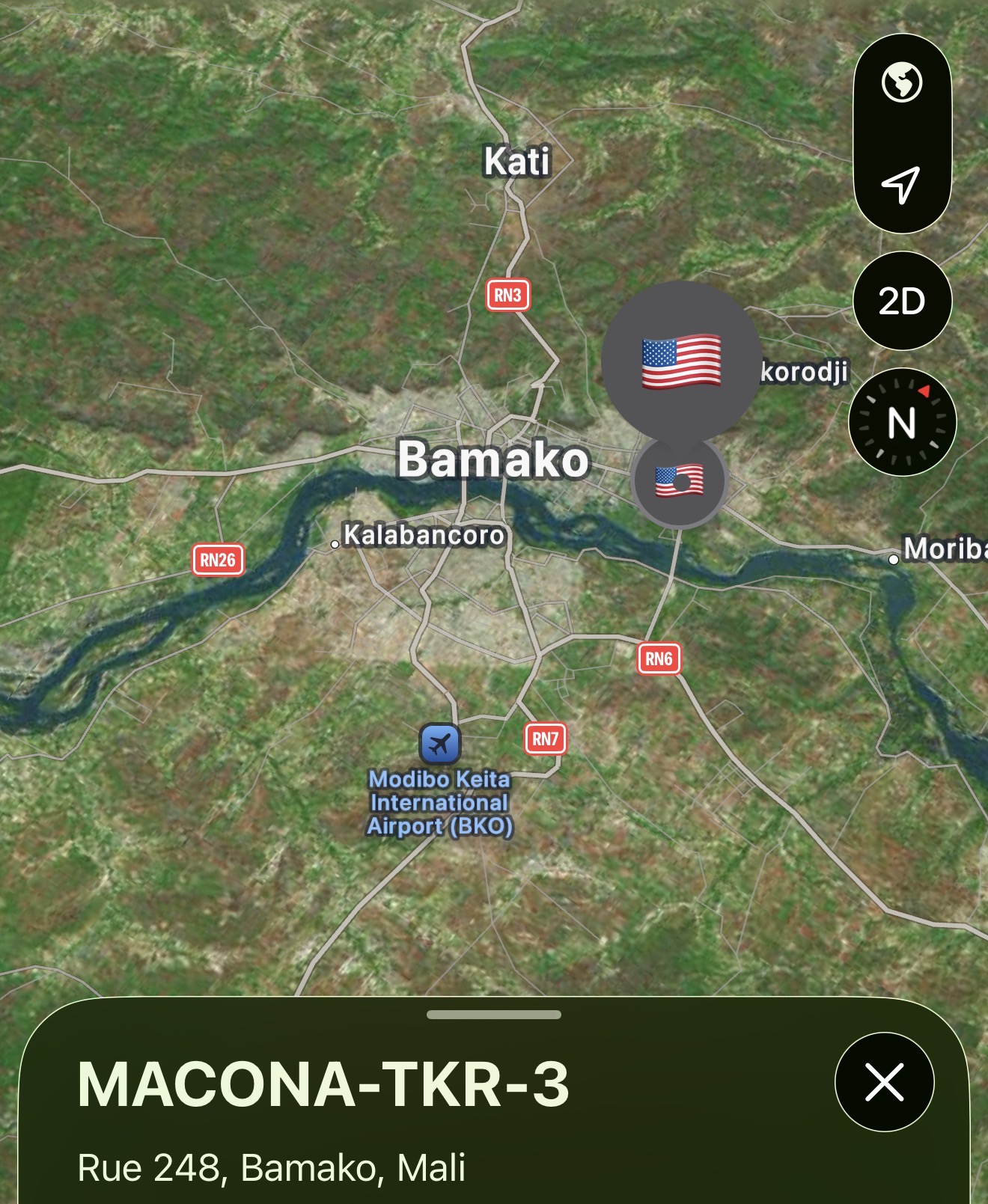 Tracker 3 pinging from Bamako, Mali
