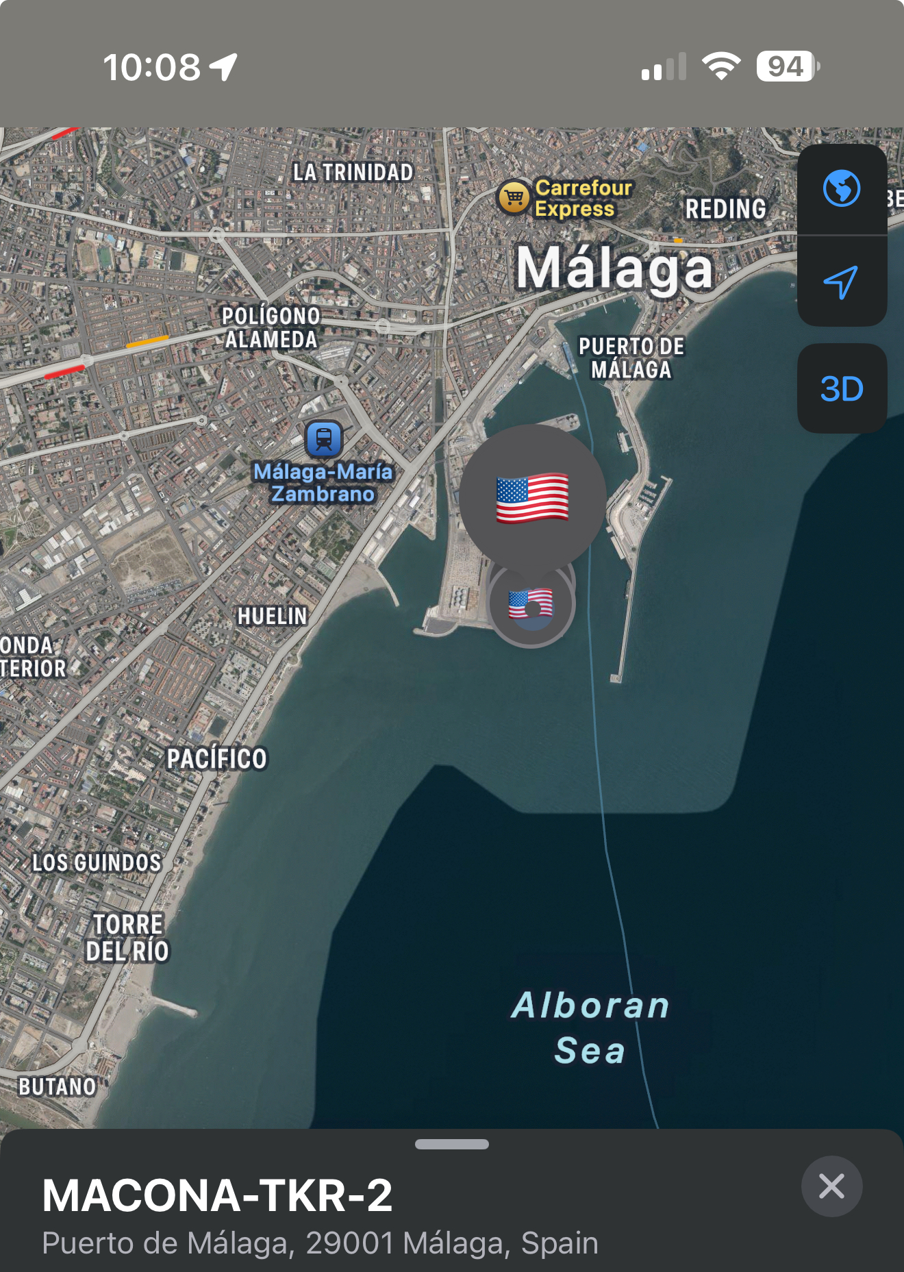 All trackers pinging from Malaga, Spain